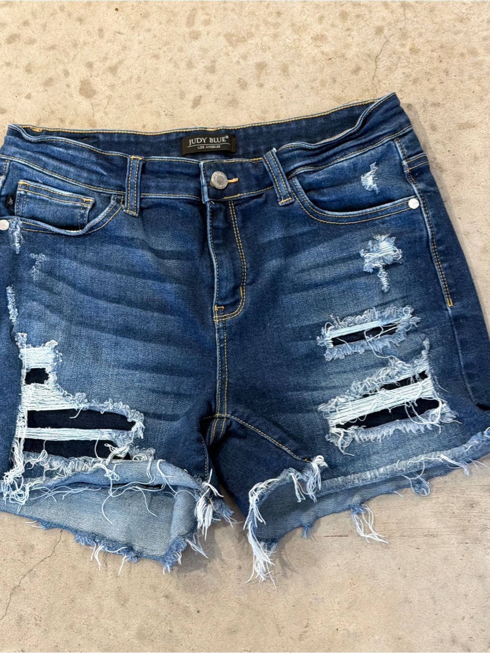 Judy Blue Women's Distressed Dark Blue Denim Shorts